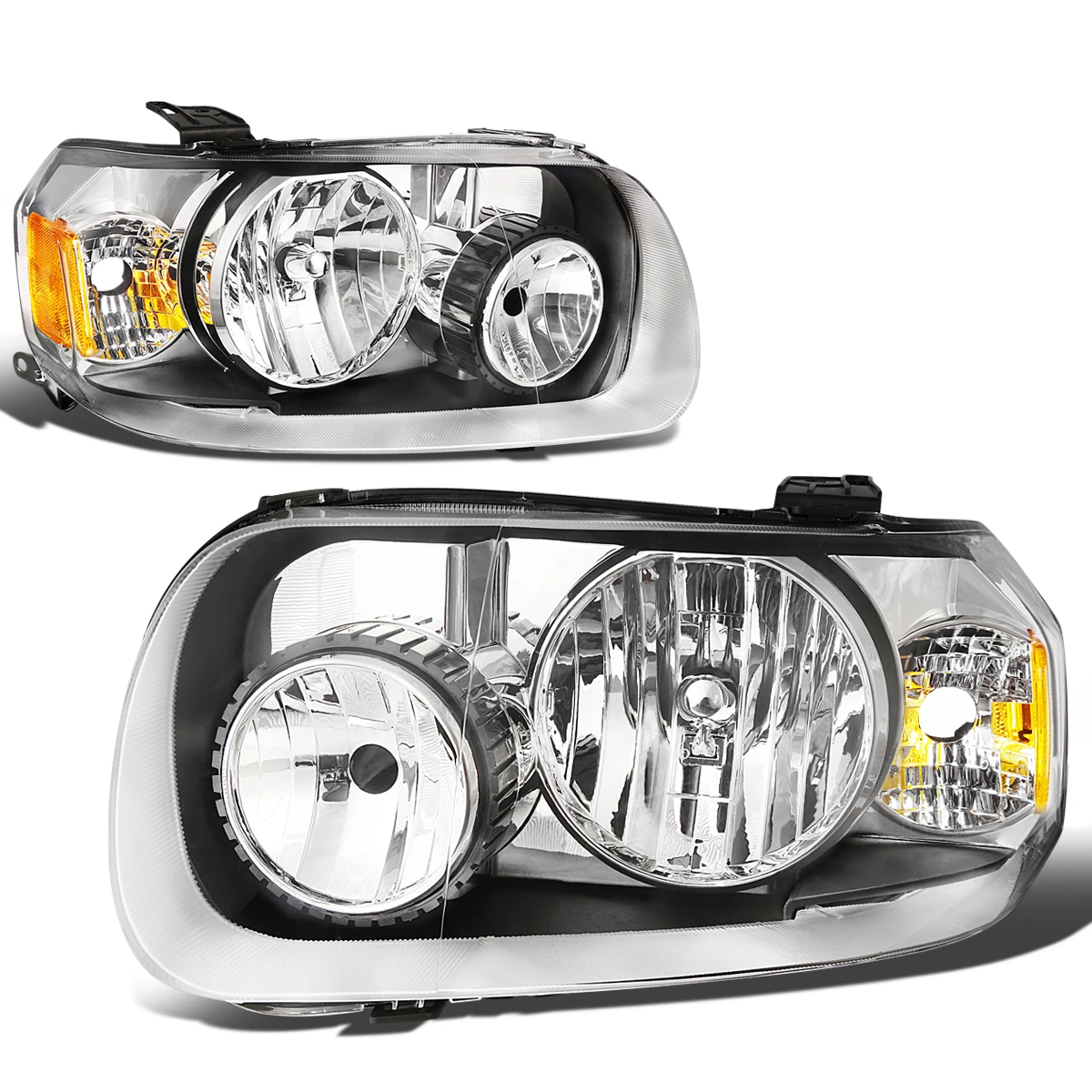 05-07 Ford Escape OE-Style Replacement Headlights - Chrome / Amber 3 05-07 Ford Escape OE-Style Replacement Headlights - Chrome / Amber - Image 3