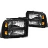 05-07 Ford F250 F350 Super Duty LED Crystal Headlights - Black
