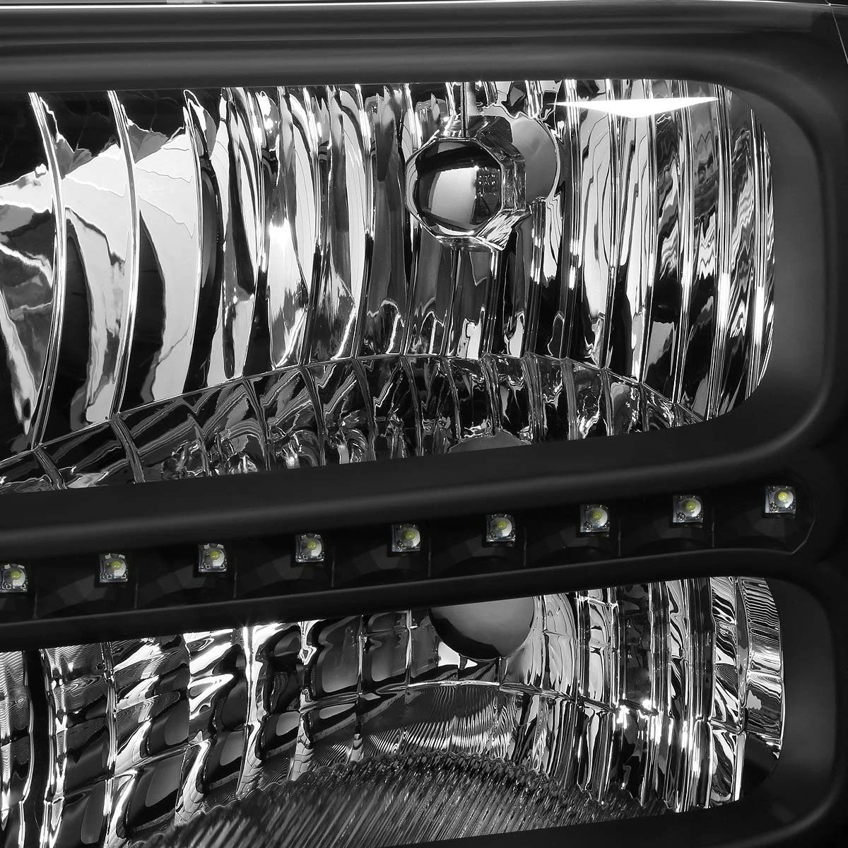 05-07 Ford F250 F350 Super Duty LED Crystal Headlights - Black 2 05-07 Ford F250 F350 Super Duty LED Crystal Headlights - Black - Image 2