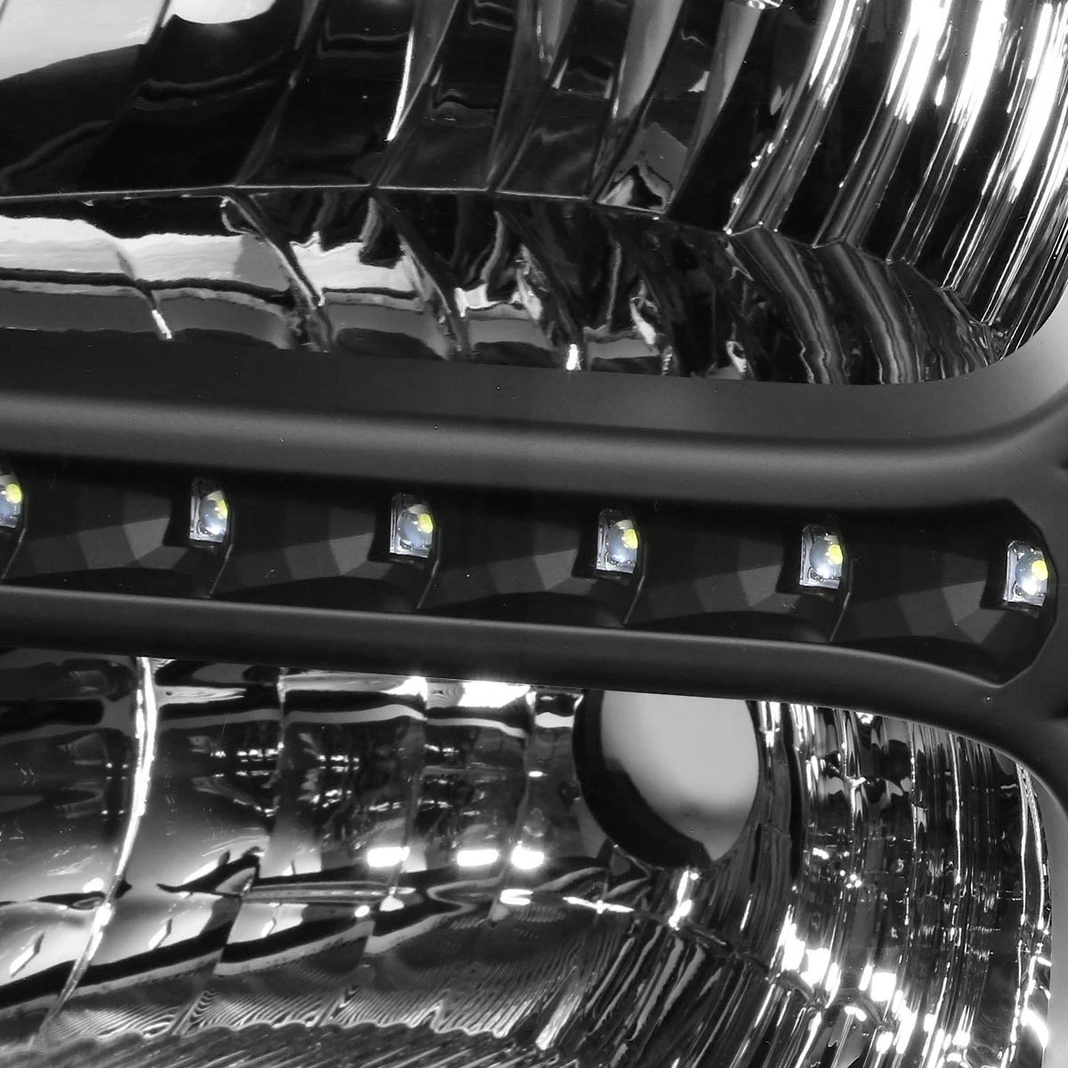 05-07 Ford F250 F350 Super Duty LED Crystal Headlights - Black 4 05-07 Ford F250 F350 Super Duty LED Crystal Headlights - Black - Image 4