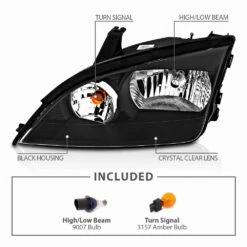 05-07 Ford Focus Factory-Style Headlights - Black -High-Efficiency Car Light Store 05 07 ford focus factory style headlights black 62