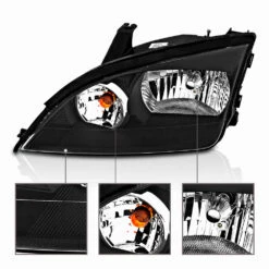 05-07 Ford Focus Factory-Style Headlights - Black -High-Efficiency Car Light Store 05 07 ford focus factory style headlights black 65