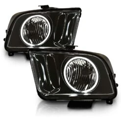 05-09 Ford Mustang CCFL Angel Eye Halo Crystal Headlights - Black