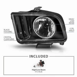 05-09 Ford Mustang CCFL Angel Eye Halo Crystal Headlights - Black -High-Efficiency Car Light Store 05 09 ford mustang ccfl angel eye halo crystal headlights black 168