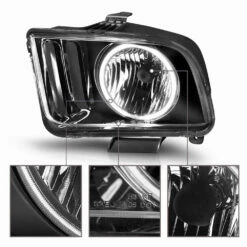 05-09 Ford Mustang CCFL Angel Eye Halo Crystal Headlights - Black -High-Efficiency Car Light Store 05 09 ford mustang ccfl angel eye halo crystal headlights black 171