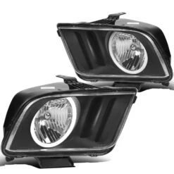 2005-2009 Ford Mustang LED Halo Replacement Headlights - Black