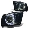05-09 Ford Mustang LED Halo Replacement Headlights - Smoked
