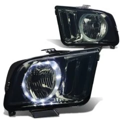 05-09 Ford Mustang LED Halo Replacement Headlights - Smoked