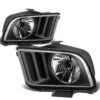 05-09 Ford Mustang Replacement Crystal Headlights - Black