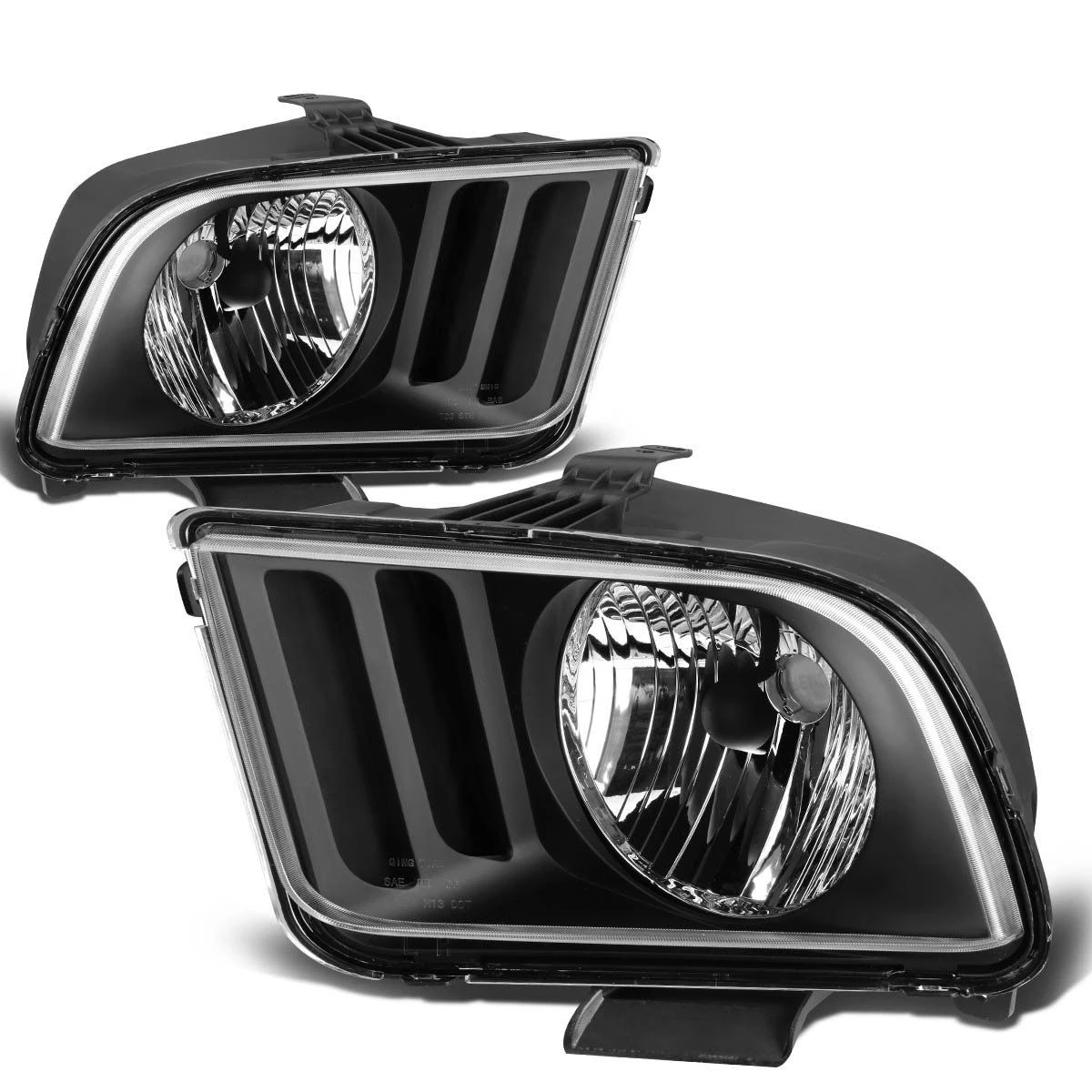 05-09 Ford Mustang Replacement Crystal Headlights - Black 1 05-09 Ford Mustang Replacement Crystal Headlights - Black