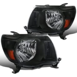 2005-2011 Toyota Tacoma Factory Style Replacement Headlights - Black Amber