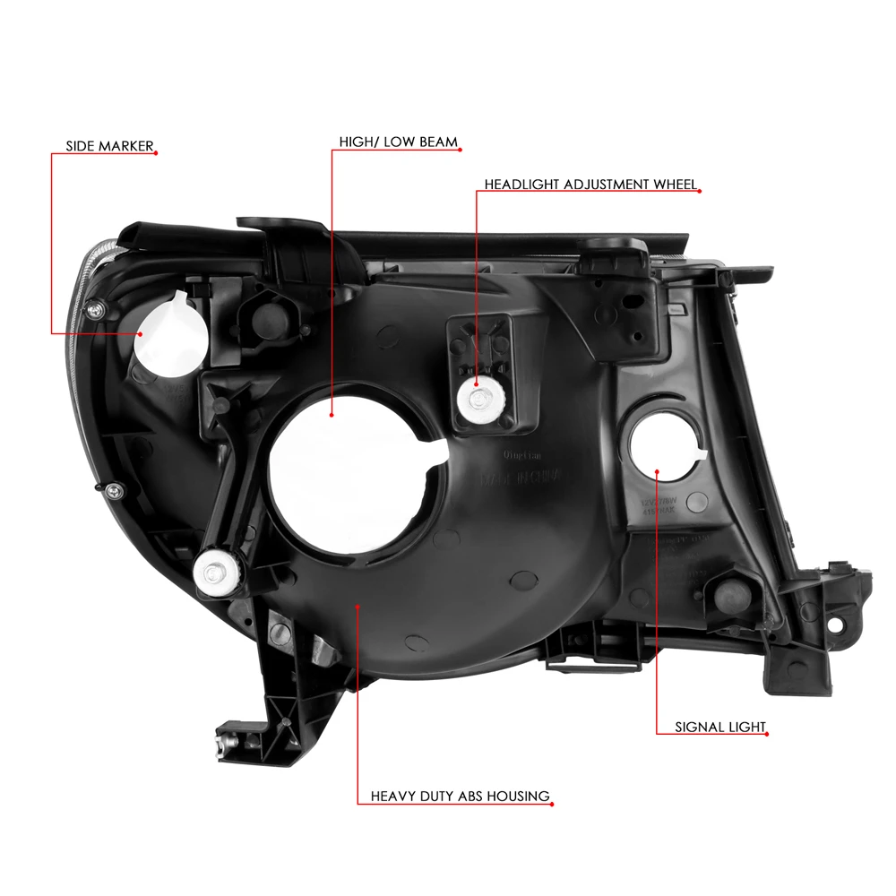2005-2011 Toyota Tacoma Factory Style Replacement Headlights - Black Clear 5 2005-2011 Toyota Tacoma Factory Style Replacement Headlights - Black Clear - Image 5