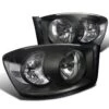 2006-2008 Dodge RAM Factory Style Headlights - Black / Clear Reflector