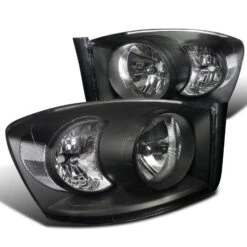 2006-2008 Dodge RAM Factory Style Headlights - Black / Clear Reflector