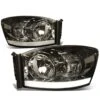 06-08 Dodge RAM LED DRL Crystal Headlights - Smoked Clear