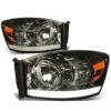 06-08 Dodge RAM Optic-DRL Replacement Headlights - Smoked
