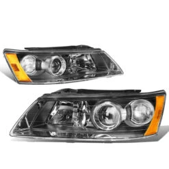 06-08 Hyundai Sonata Factory Style Headlights - Black / Amber -High-Efficiency Car Light Store 06 08 hyundai sonata factory style headlights black amber 73