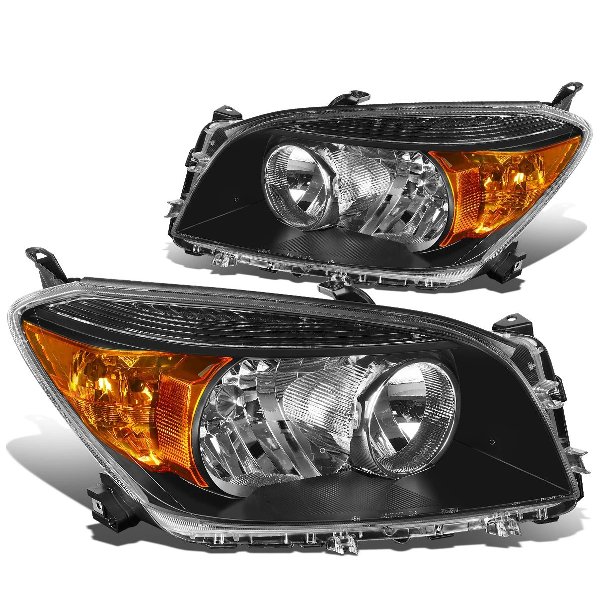 06-08 Toyota RAV4 OE-Style Replacement Headlights - Black / Amber 2 06-08 Toyota RAV4 OE-Style Replacement Headlights - Black / Amber - Image 2