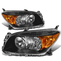 06-08 Toyota RAV4 OE-Style Replacement Headlights - Black / Amber