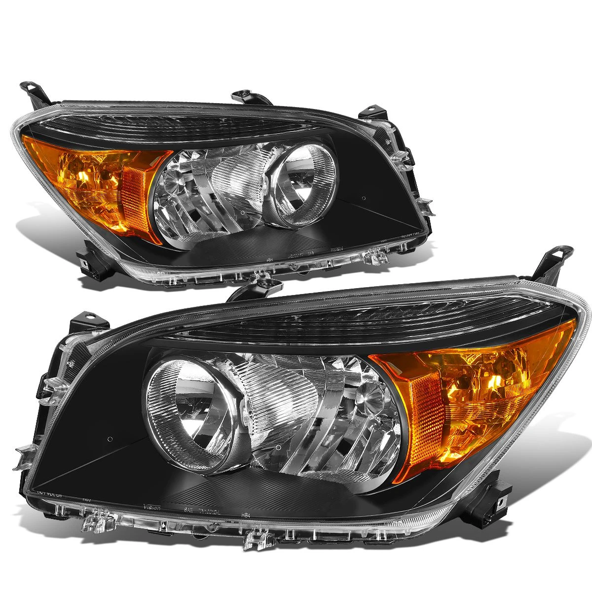 06-08 Toyota RAV4 OE-Style Replacement Headlights - Black / Amber 1 06-08 Toyota RAV4 OE-Style Replacement Headlights - Black / Amber