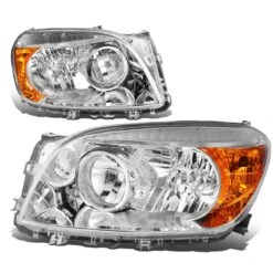 06-08 Toyota RAV4 OE-Style Replacement Headlights - Chrome / Amber
