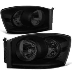 06-09 Dodge RAM Replacement Smoked Tinted Headlights - Black Smoked / Clear