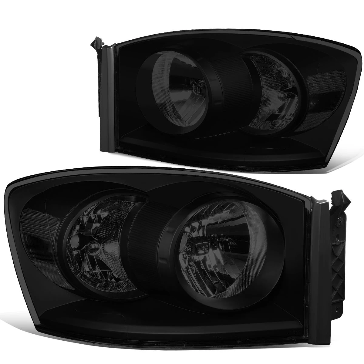 06-09 Dodge RAM Replacement Smoked Tinted Headlights - Black Smoked / Clear 2 06-09 Dodge RAM Replacement Smoked Tinted Headlights - Black Smoked / Clear - Image 2