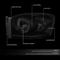 06-09 Dodge RAM Replacement Smoked Tinted Headlights - Black Smoked / Clear 12 06-09 Dodge RAM Replacement Smoked Tinted Headlights - Black Smoked / Clear -High-Efficiency Car Light Store 06 09 dodge ram replacement smoked tinted headlights black smoked clear 84