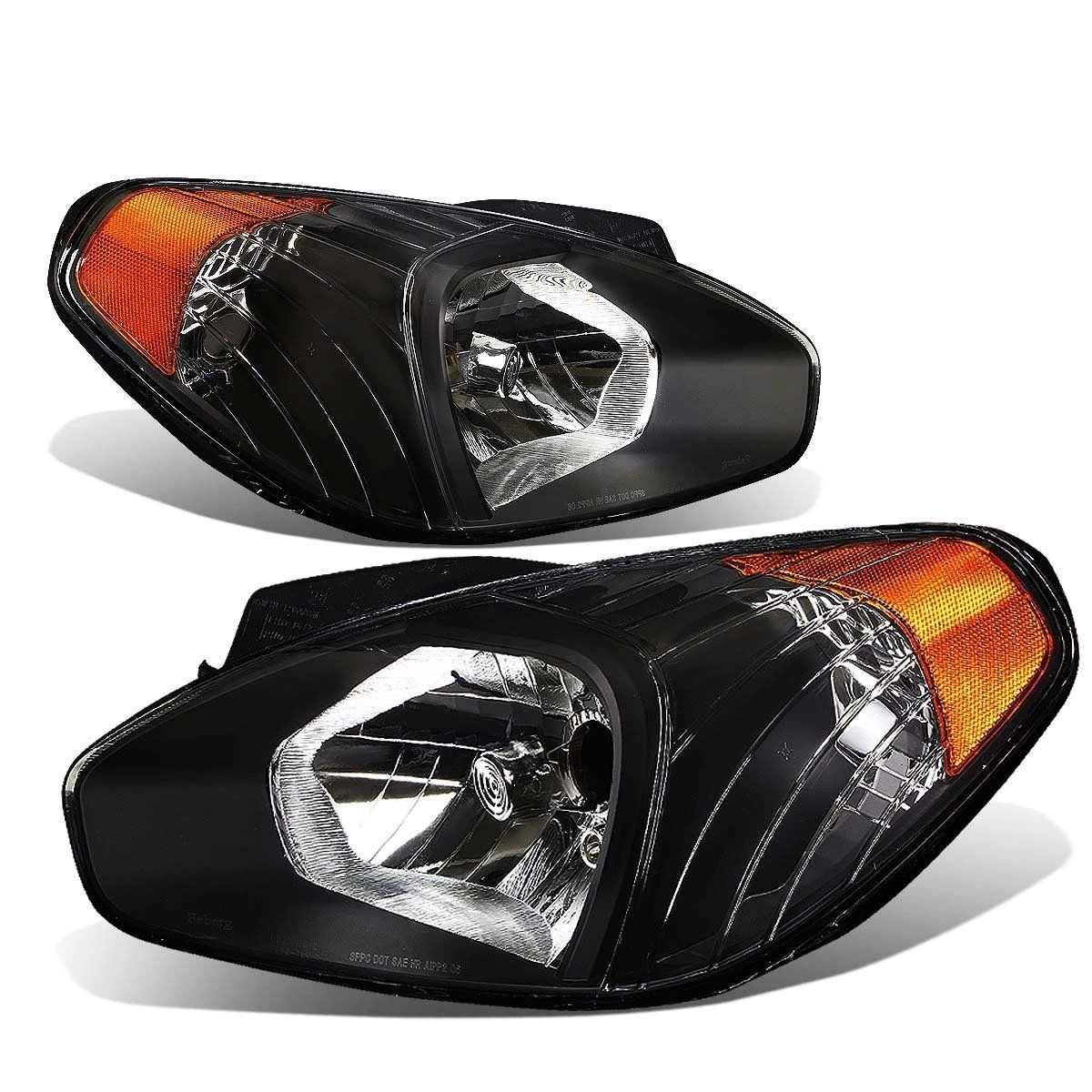 06-11 Hyundai Accent Crystal Replacement Headlights - Black 1 06-11 Hyundai Accent Crystal Replacement Headlights - Black