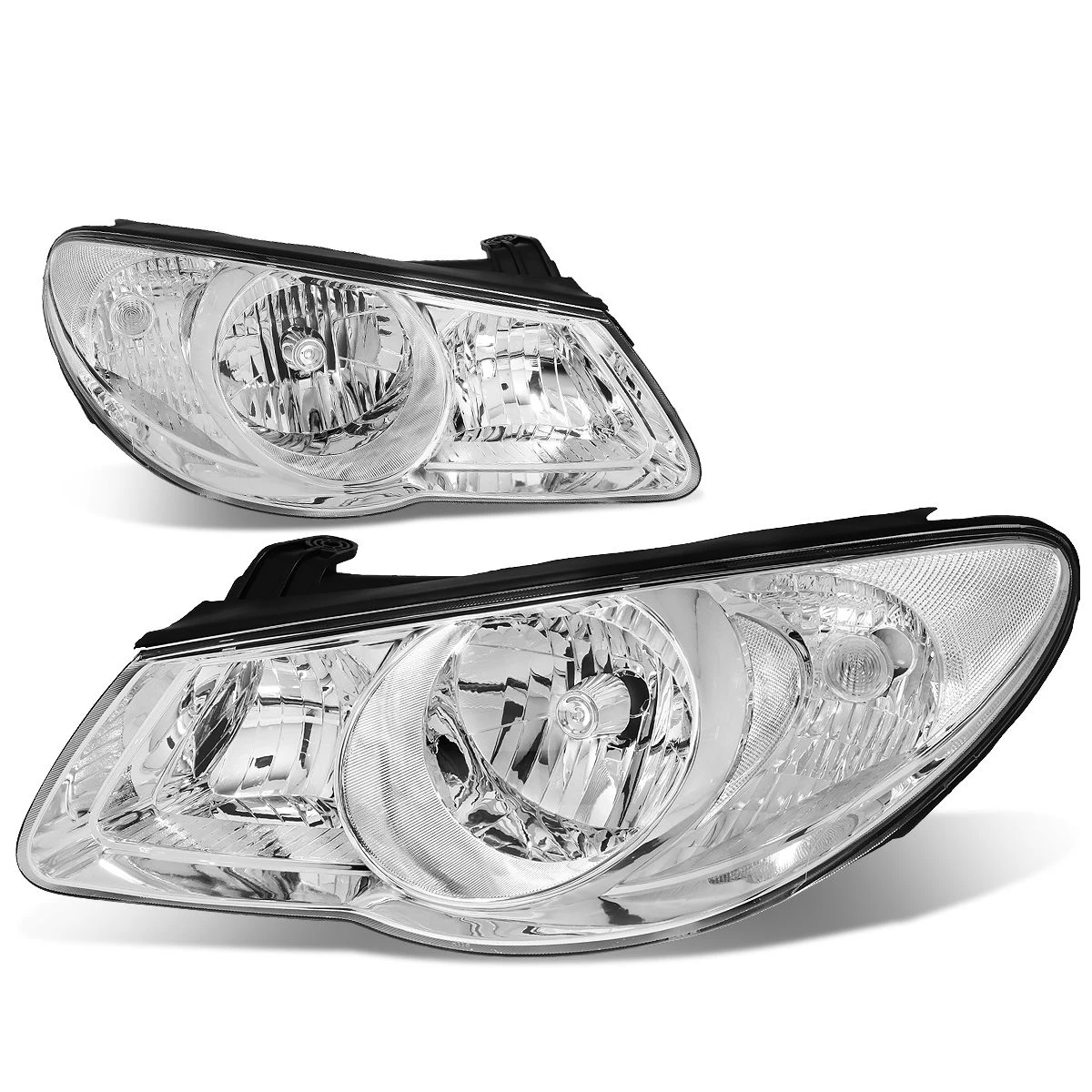 07-09 Hyundai Elantra Headlight Assembly (Driver & Passenger Side) - Chrome Clear 1 07-09 Hyundai Elantra Headlight Assembly (Driver & Passenger Side) - Chrome Clear