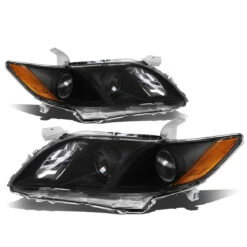 07-09 Toyota Camry [Non Hybrid Model] OE-Style Replacement Headlights - Black / Amber -High-Efficiency Car Light Store 07 09 toyota camry non hybrid model oe style replacement headlights black amber 85