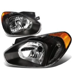 07-11 Hyundai Accent OE-Style Replacement Headlights - Black / Amber