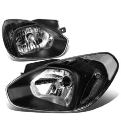 07-11 Hyundai Accent OE-Style Replacement Headlights - Black / Clear
