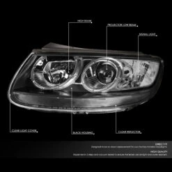 07-09 Hyundai Santa Fe Factory Style Replacement Headlights - Black / Clear -High-Efficiency Car Light Store 07 12 hyundai santa fe factory style replacement headlights black clear 99