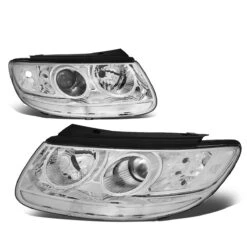 07-09 Hyundai Santa Fe Factory Style Replacement Headlights - Chrome / Clear