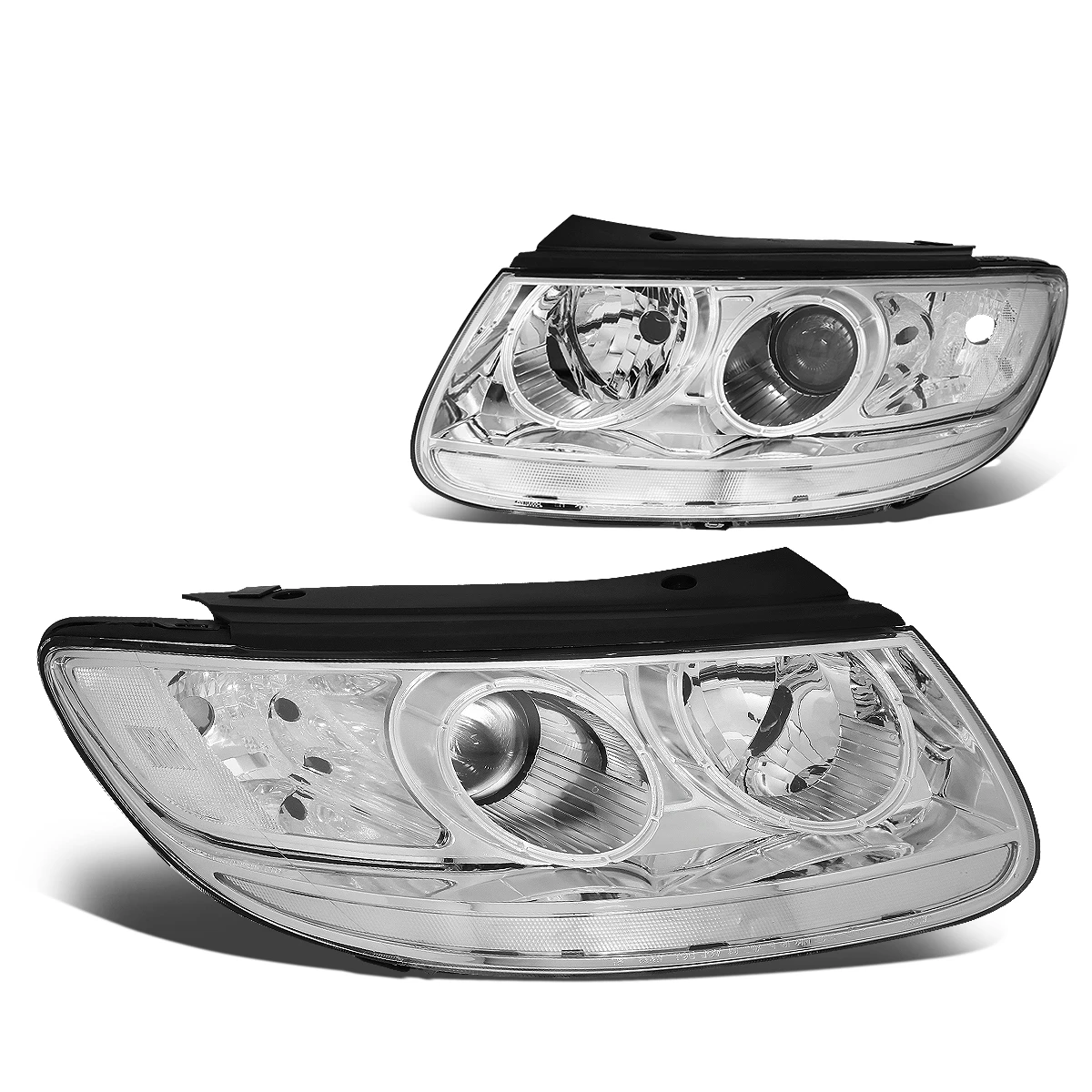 07-09 Hyundai Santa Fe Factory Style Replacement Headlights - Chrome / Clear 2 07-09 Hyundai Santa Fe Factory Style Replacement Headlights - Chrome / Clear - Image 2