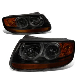 07-09 Hyundai Santa Fe Factory Style Replacement Headlights - Smoked / Amber -High-Efficiency Car Light Store 07 12 hyundai santa fe factory style replacement headlights smoked amber 90