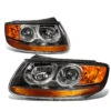 07-09 Hyundai Santa Fe Headlight Assembly (Driver & Passenger Side) - Black Amber