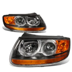 07-09 Hyundai Santa Fe Headlight Assembly (Driver & Passenger Side) - Black Amber -High-Efficiency Car Light Store 07 12 hyundai santa fe headlight assembly driver passenger side black amber 90
