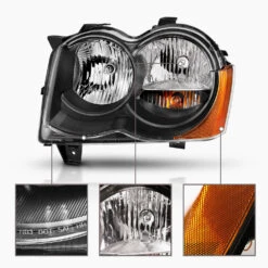 08-10 Jeep Grand Cherokee Factory-Style Headlights - Black -High-Efficiency Car Light Store 08 10 jeep grand cherokee factory style headlights black 68