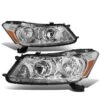 08-12 Honda Accord 4dr Sedan Crystal Headlights - Chrome Amber