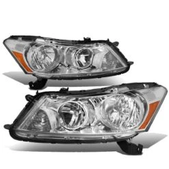 08-12 Honda Accord 4dr Sedan Crystal Headlights - Chrome Amber