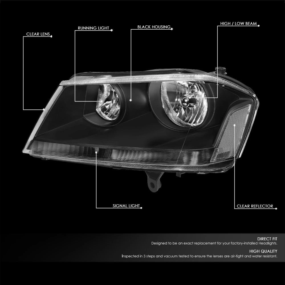 08-14 Dodge Avenger Headlights - Black Housing Clear Corner 2 08-14 Dodge Avenger Headlights - Black Housing Clear Corner - Image 2