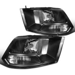 09-2018 Dodge Ram 1500 2500 3500 Crystal Headlights (Clear Reflector) -Black