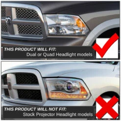 09-2018 Dodge Ram 1500 2500 3500 Crystal Headlights (Clear Reflector) -Black -High-Efficiency Car Light Store 09 14 dodge ram 1500 2500 3500 crystal headlights clear reflector black 103