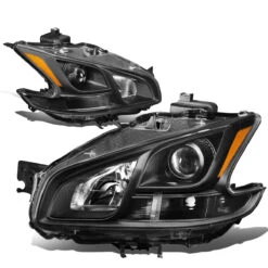 09-14 Nissan Maxima Replacement Projector Headlights - Black / Amber -High-Efficiency Car Light Store 09 14 nissan maxima replacement projector headlights black amber 103