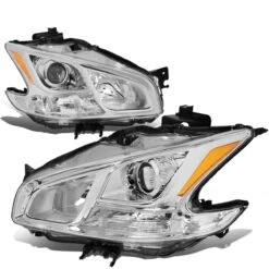09-14 Nissan Maxima Replacement Projector Headlights - Chrome / Amber