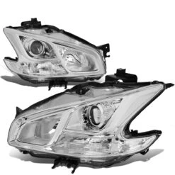 09-14 Nissan Maxima Replacement Projector Headlights - Chrome / Clear