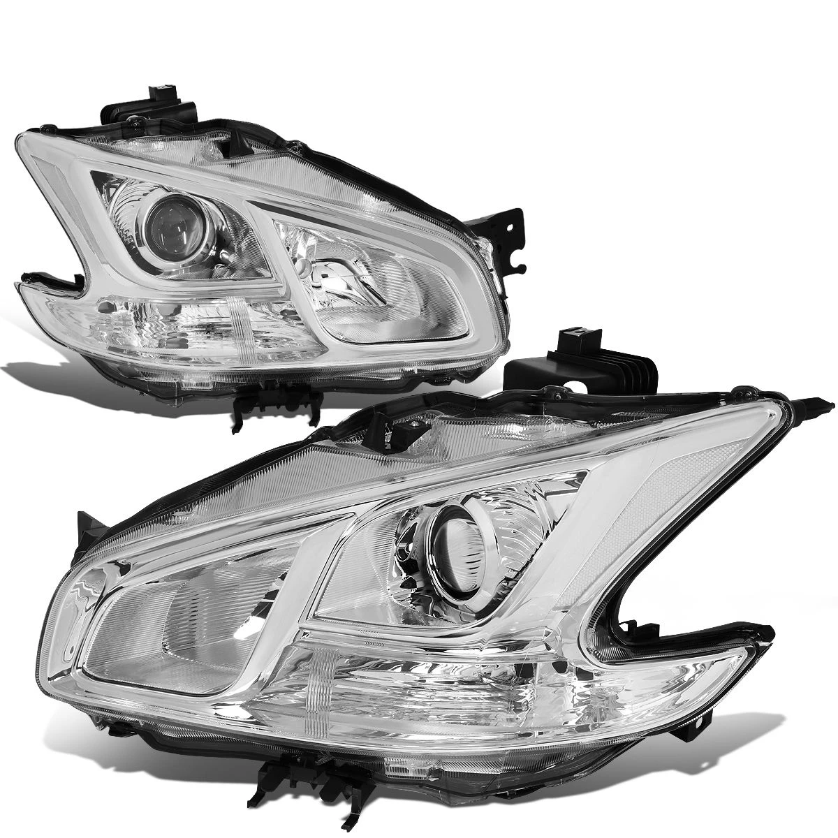09-14 Nissan Maxima Replacement Projector Headlights - Chrome / Clear 1 09-14 Nissan Maxima Replacement Projector Headlights - Chrome / Clear