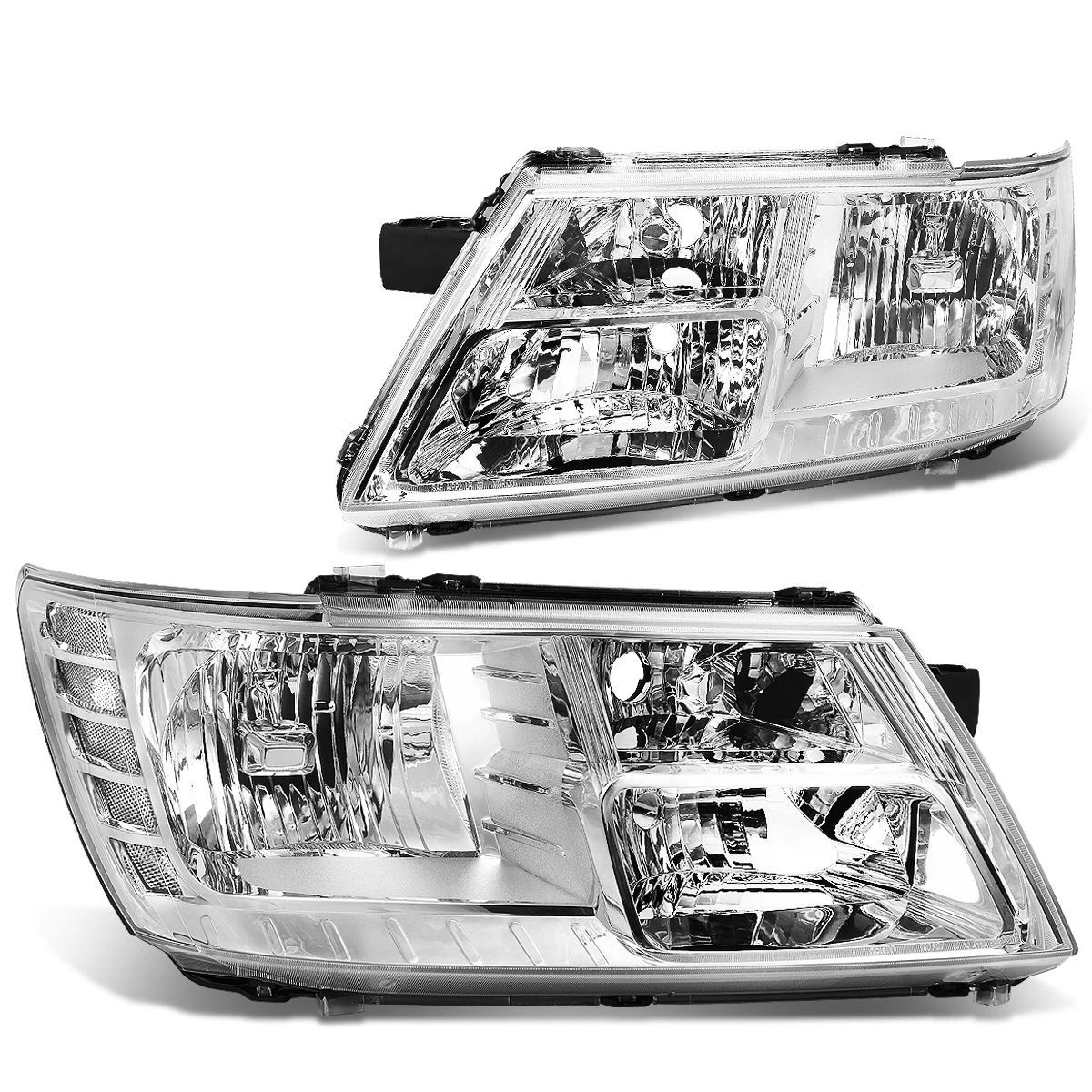 09-17 Dodge Journey Headlight Assembly (Driver & Passenger Side) - Chrome Clear 2 09-17 Dodge Journey Headlight Assembly (Driver & Passenger Side) - Chrome Clear - Image 2